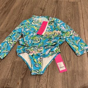 Lilly Pulitzer Kids Swim Bikini - Blue and Green Floral